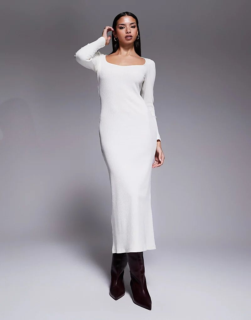 

Платье миди ASOS DESIGN с рукавами-фонариками и вырезом сердечком, зимнее белое
