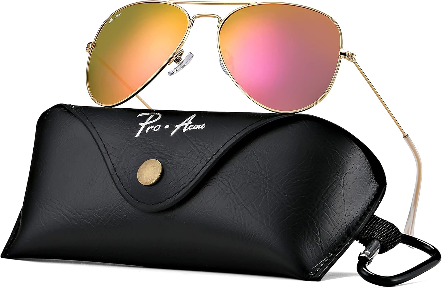 

Поляризованные солнцезащитные очки-авиаторы Pro Acme Classic для женщин и мужчин, легкая металлическая оправа в стиле «пилот», защита от УФ-излучения UV400, ширина линз 58 мм, A | Gold Frame| Red Lens