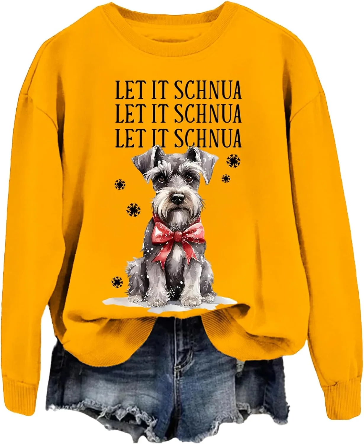 

Толстовка Let It Schnauzer с капюшоном, милый рождественский свитер SIMJEW