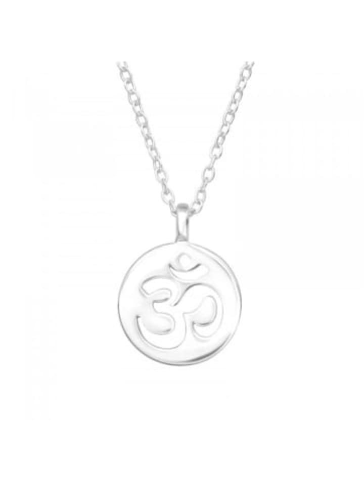 

Alexander York Колье с подвеской в виде символа Ом из йоги, изготовленное из серебра 925 пробы, состоит из двух частей, вставленных в серебряную оправу