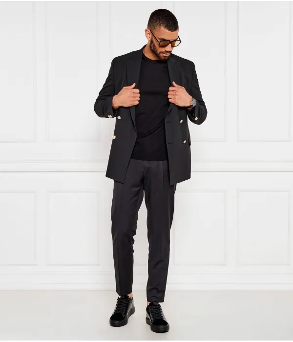 Шерстяной свитер с перевивочным переплетением Slim fit Boss, черный — фото 2