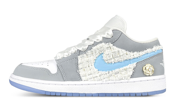Кроссовки Air JORDAN 1 Vintage Basketball Shoes Women's Low-Top White Blue/Gray