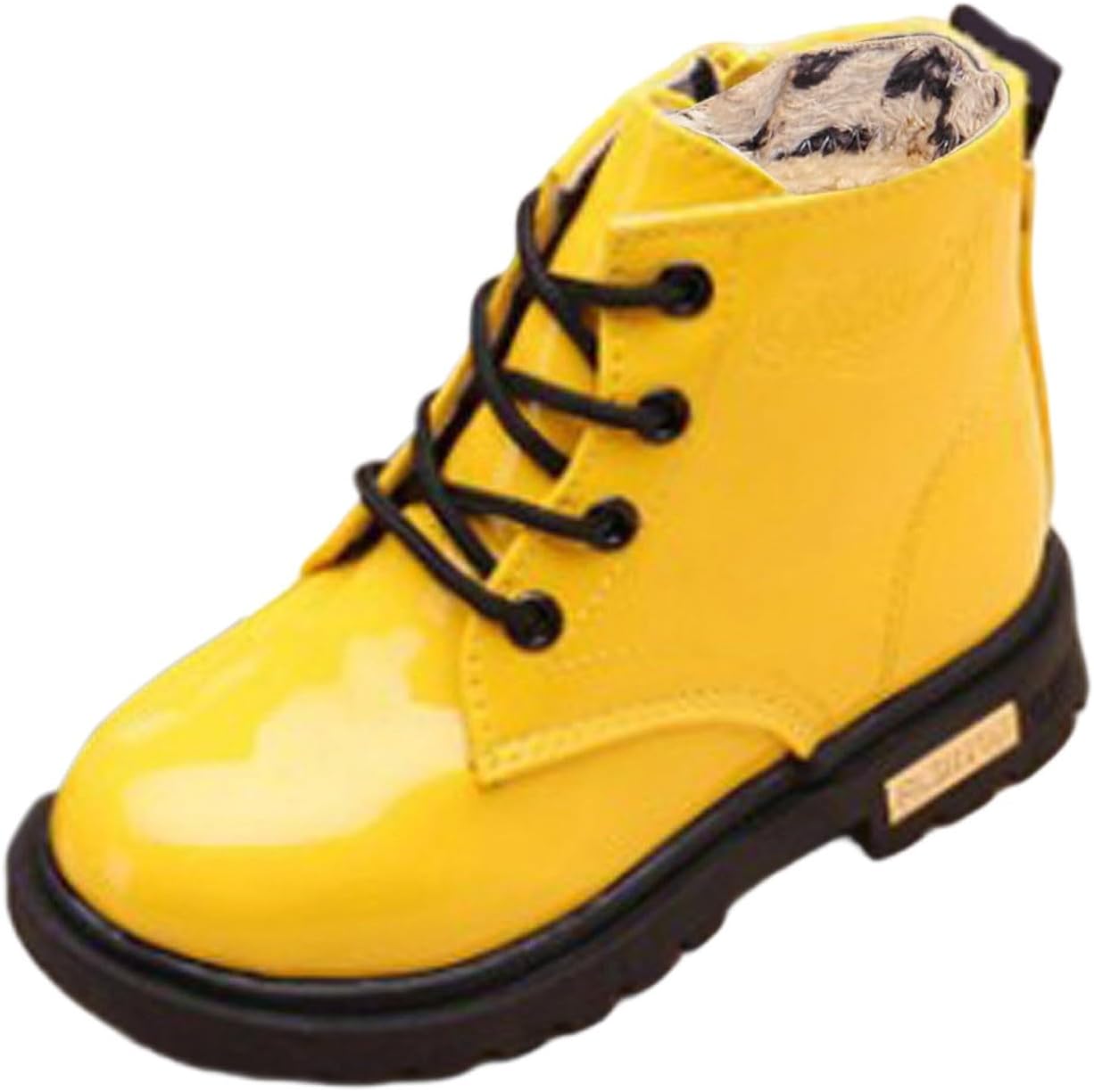 

Детские зимние ботинки на меху, уличные боевые ботинки для мальчиков и девочек, снежные ботиночки с боковой молнией, шнуровкой, нарядная обувь для малышей/детей JEUROT, Yellow