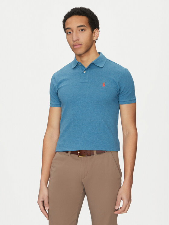 

Рубашка поло облегающего кроя 710536856412 Polo Ralph Lauren, голубой