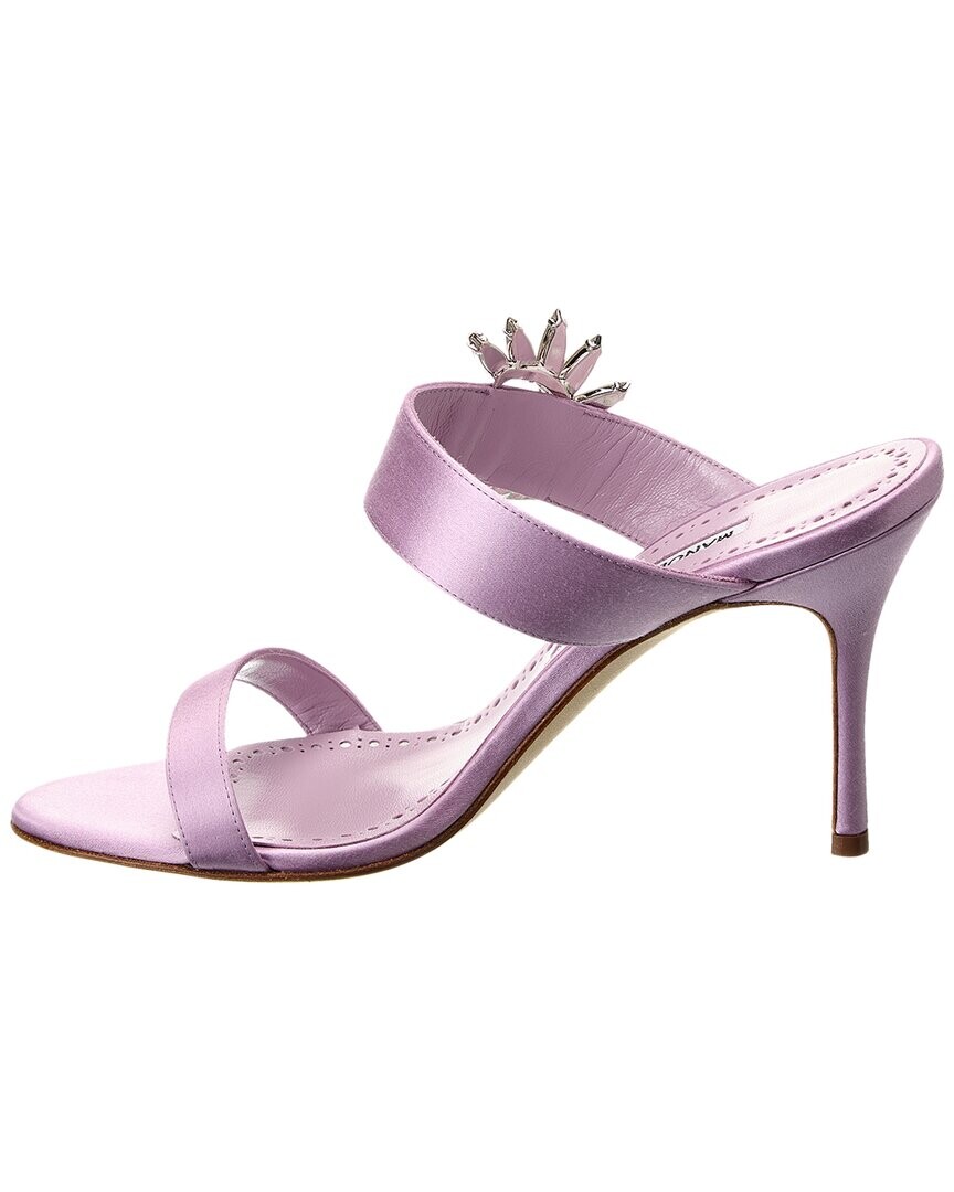 Атласные сандалии Manolo Blahnik Chivela 90, фиолетовый — фото 4