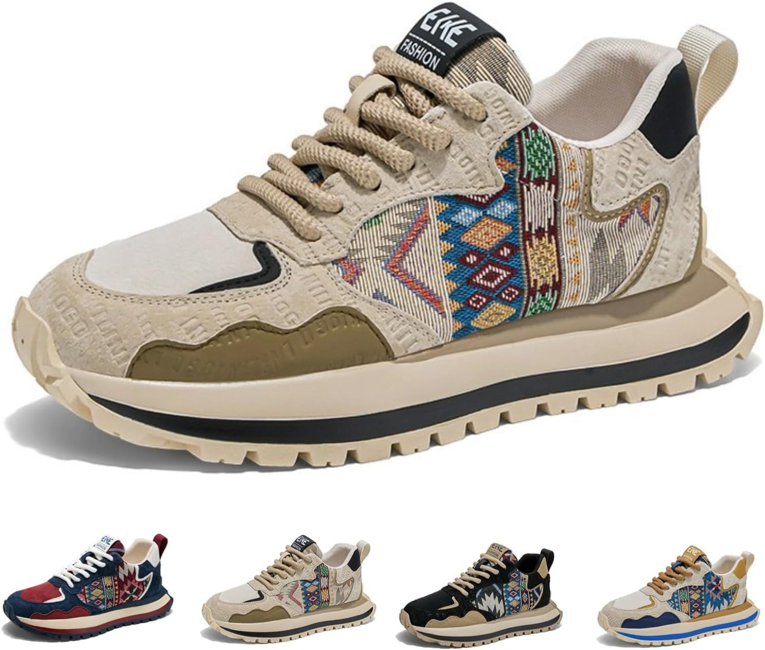 

Мужские ретро-кроссовки MACEFIL с массивной подошвой, противоскользящие, удобные, модные, спортивные, повседневные, для улицы и ходьбы, бежевый