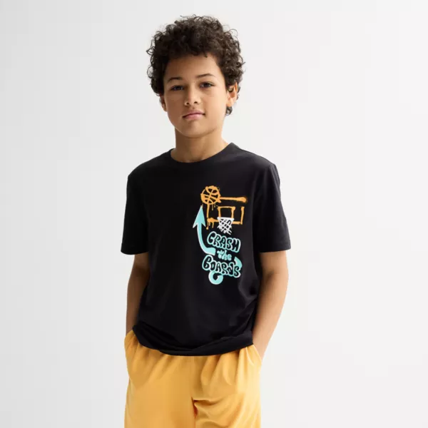 

Футболка с принтом для мальчиков 8-20 лет, обычная и свободная Tek Gear, цвет bball paint black