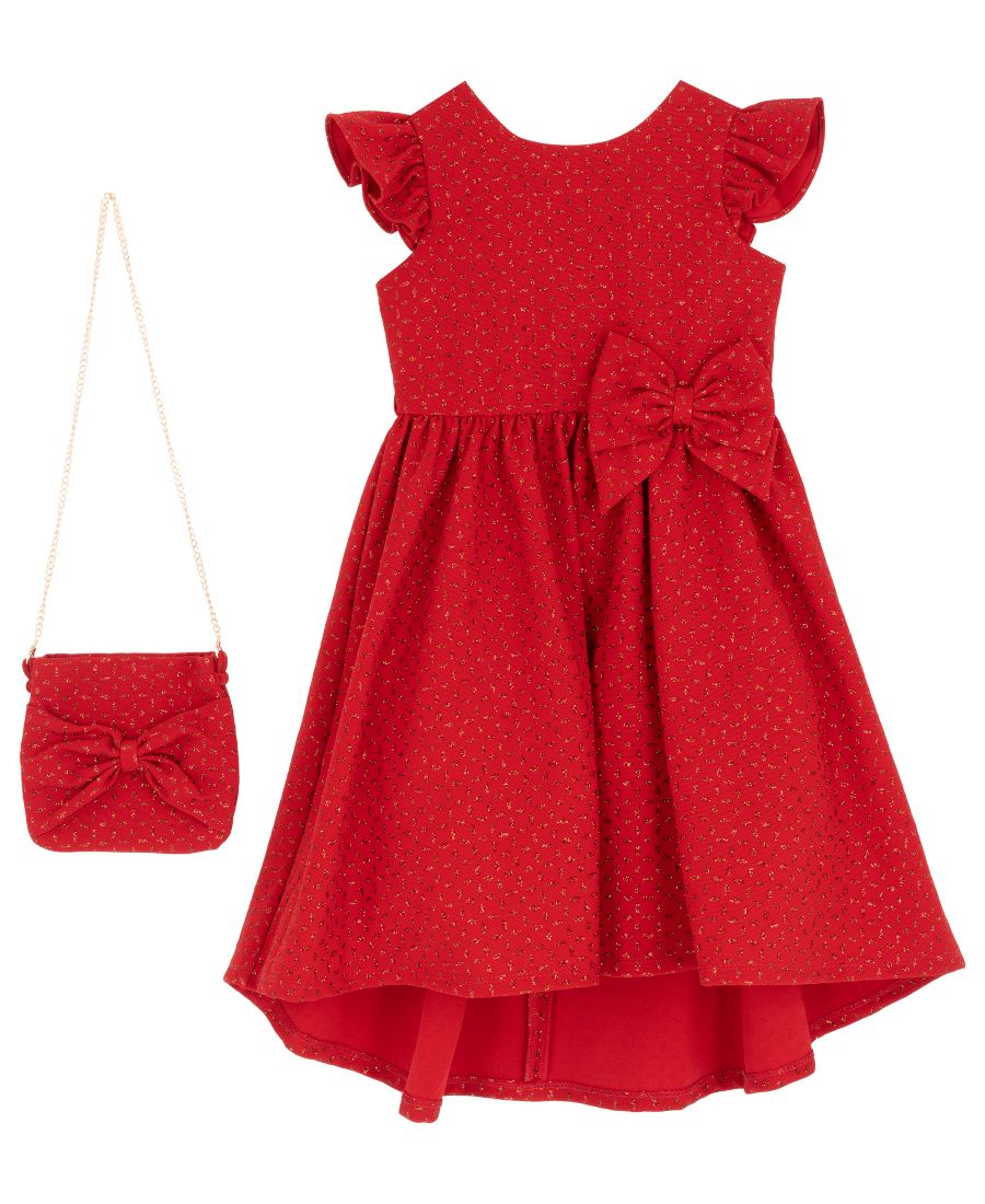 

Детское платье для девочек 2T-6X с круглым вырезом, украшенное вышивкой, и мини-сумочкой Rare Editions, Red