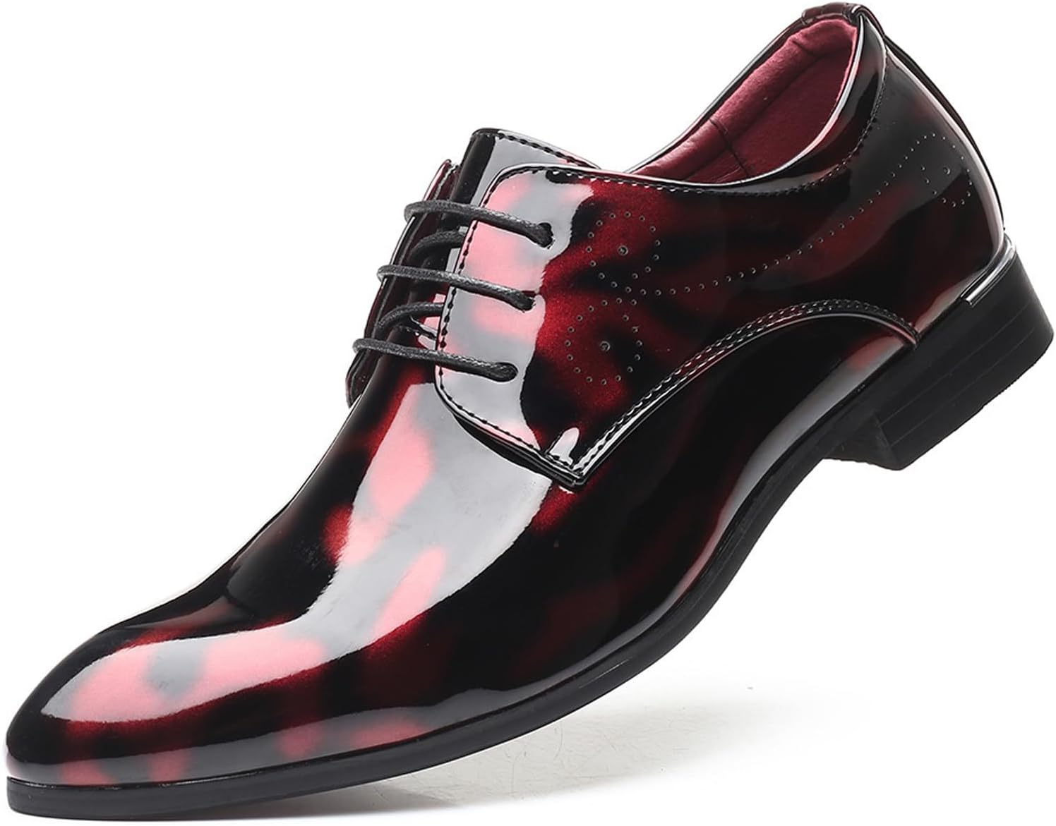 

Мужские оксфорды из лакированной кожи с шнуровкой, заостренный носок, модные, противоскользящие, деловые, для работы и повседневной носки Mikazonne, красный