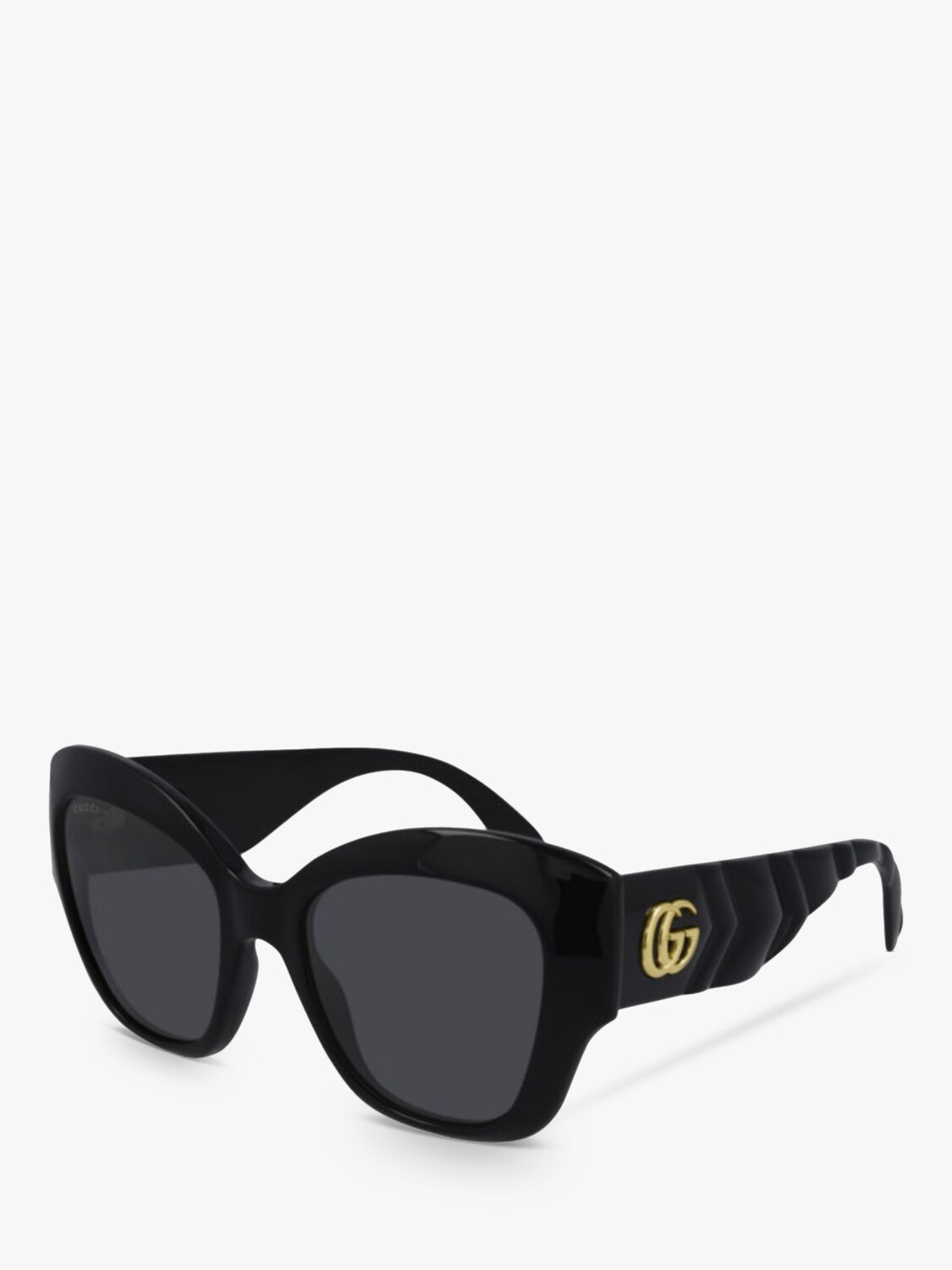 

Gucci GG0808S Женские солнцезащитные очки кошачий глаз, черный блеск/серый