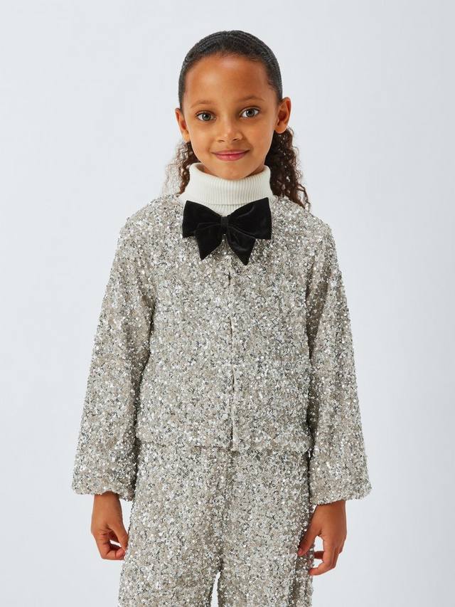 

Детская куртка с бантом и пайетками John Lewis, Silver, Black
