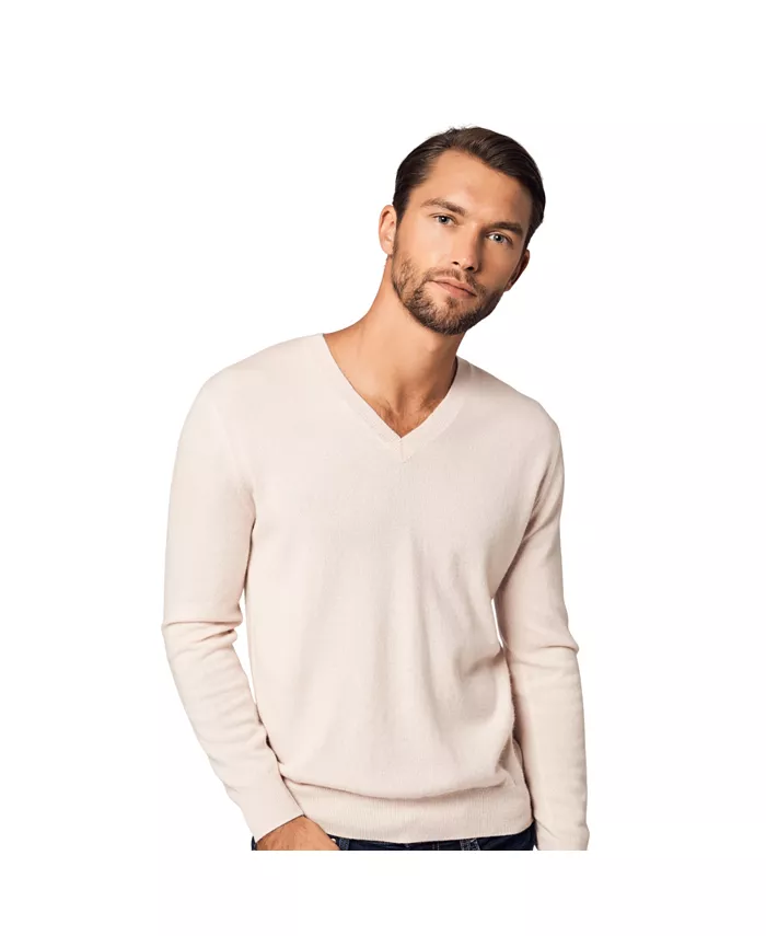 

Мужской мерриносовый свитер Bellemere с V-образным вырезом Bellemere New York, загар/бежевый