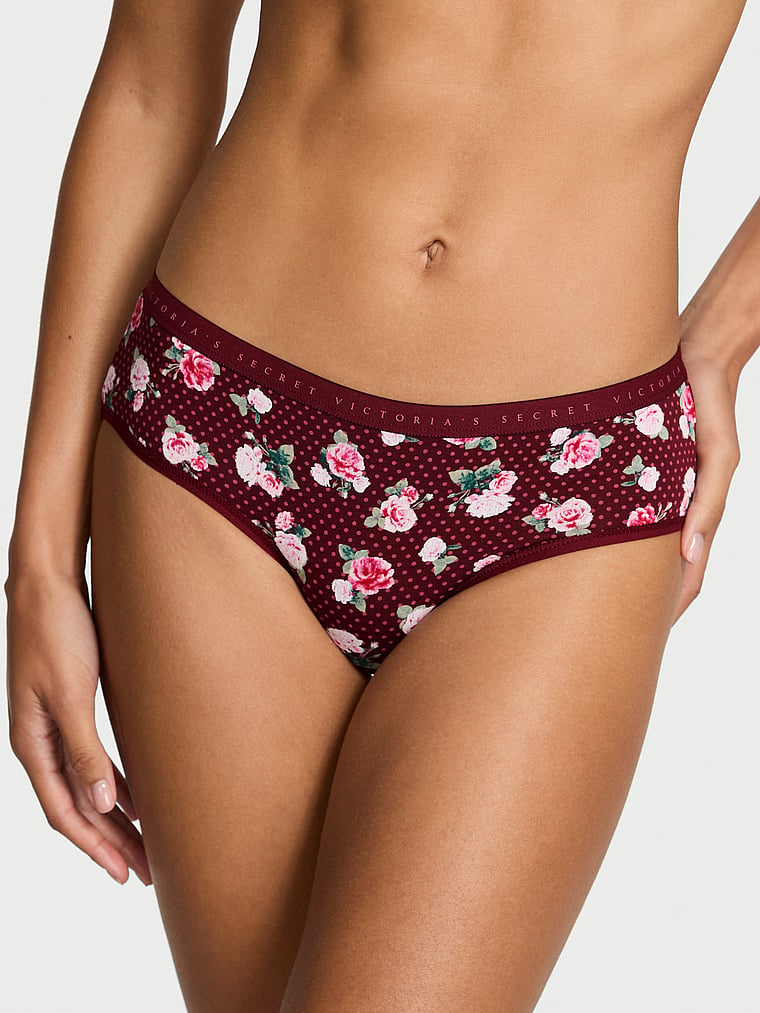 

Трусики-Хипхаггеры из эластичного хлопка Victoria'S Secret, smooth sangria red holly floral