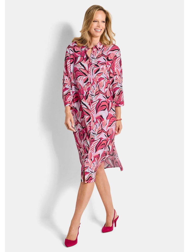 

GOLDNER Платье-рубашка, платье с цветочным принтом розового цвета / с узором