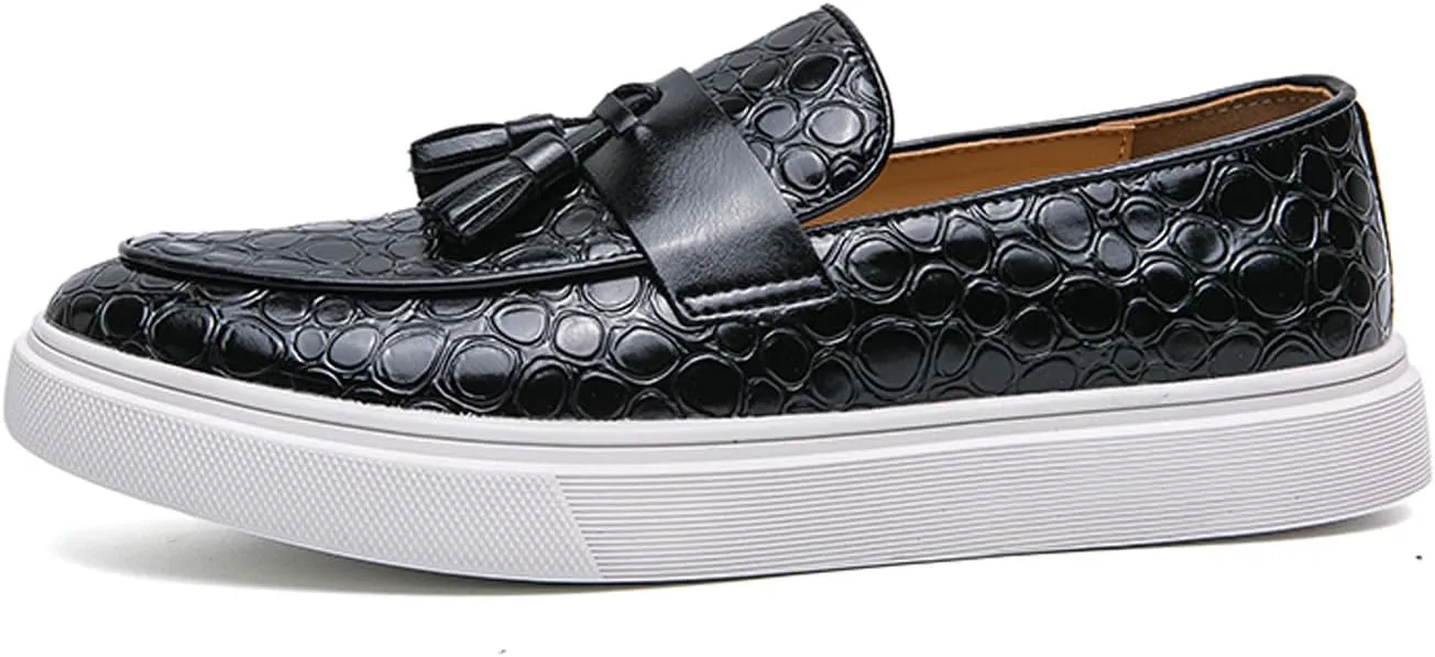 

Мужские лоферы Santimon Slip On с кисточками, повседневные, из кожи, для официальных мероприятий, свадьбы, модные туфли для смокинга и летней прогулки, черный