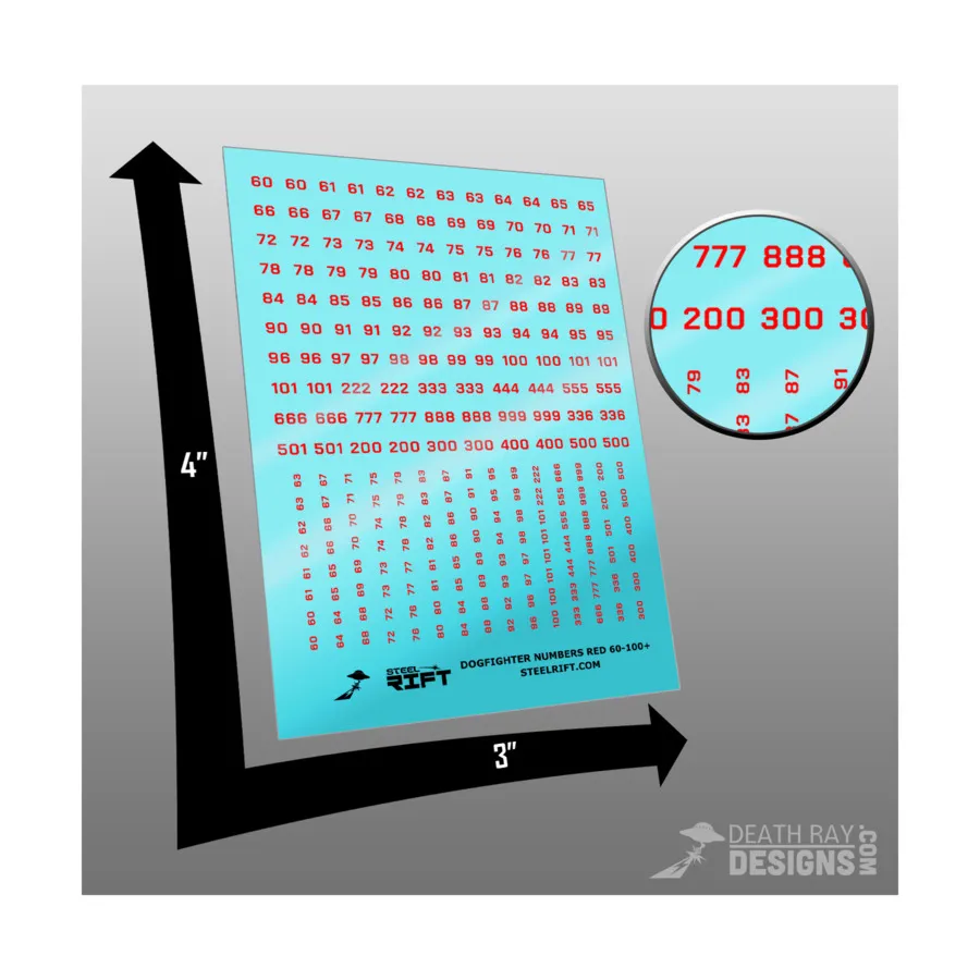 

Номера истребителей 60-100+ - красные, Steel Rift - Decals, Numbers