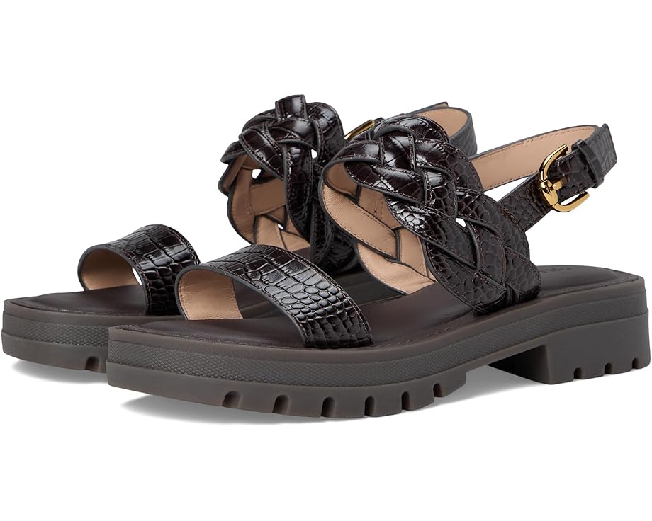 Туфли Cole Haan Cressida Lug Sandal, цвет Dark Chocolate Croc Print Leather