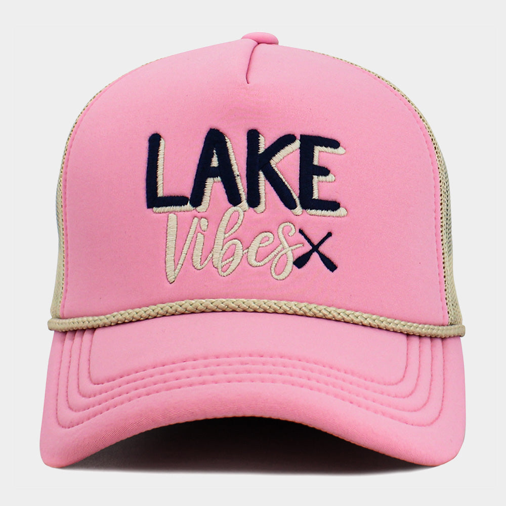 

Бейсболка-тракер LAKE Vibes с вышитой надписью и сетчатой ​​задней частью FASHNZFAB, бежевый, розовый