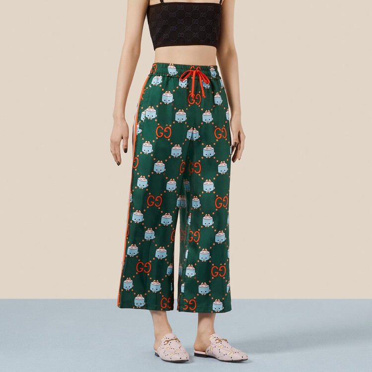 Брюки женские повседневные Gucci классические, роскошный дизайн, зеленый — фото 3