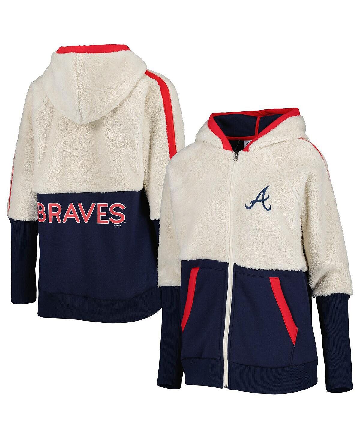 

Женская овсяная толстовка с молнией во всю длину Atlanta Braves Shuffle It реглан темно-синего цвета G-III 4Her by Carl Banks