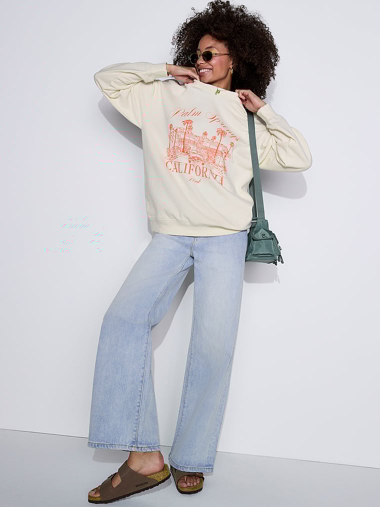 

Толстовка свободного кроя из флиса Ivy Pink, white shell palm springs