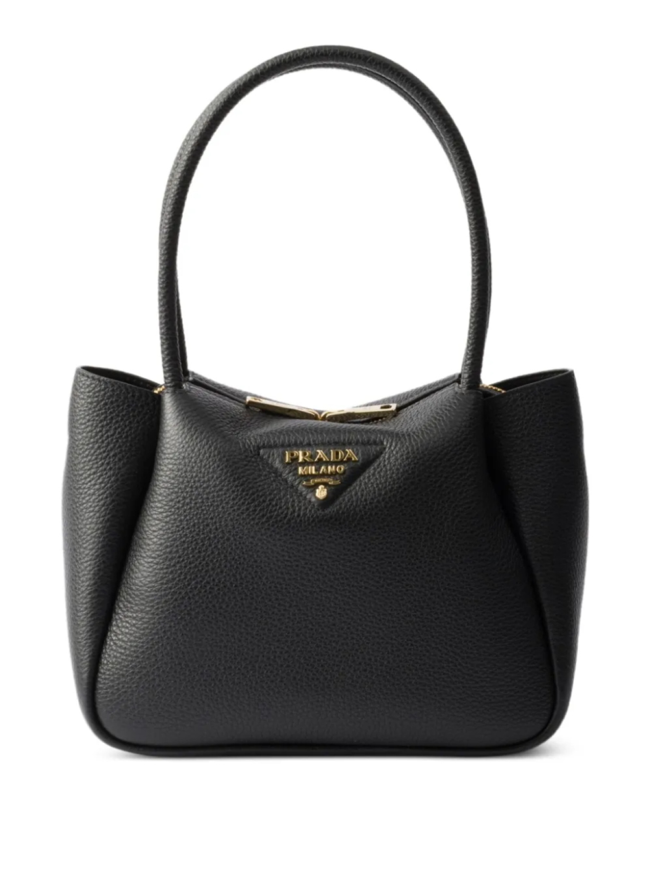 

Маленькая кожаная сумка-тоут Prada, черный