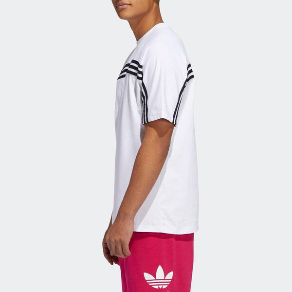 Футболка оригиналы 3 полоски футболка полосатый логотип вышитый короткий рукав Adidas, белый — фото 4