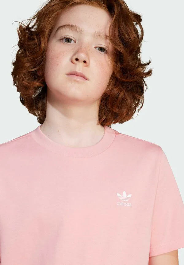 Простая футболка унисекс для подростков Adidas Originals, Semi Pink Spark White — фото 3