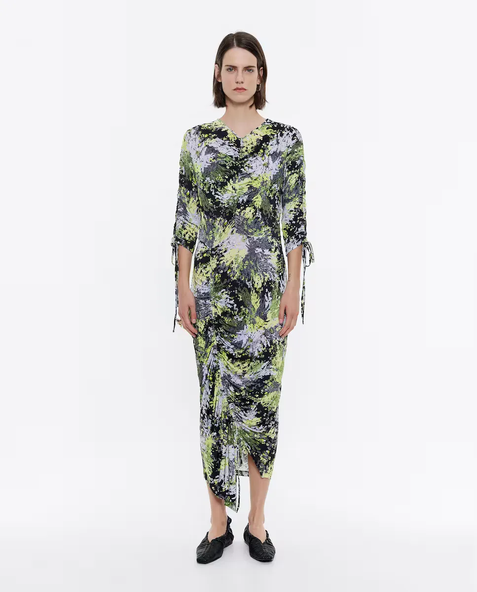 

Черное платье-миди со сборками "Мимоза" Bimba y Lola