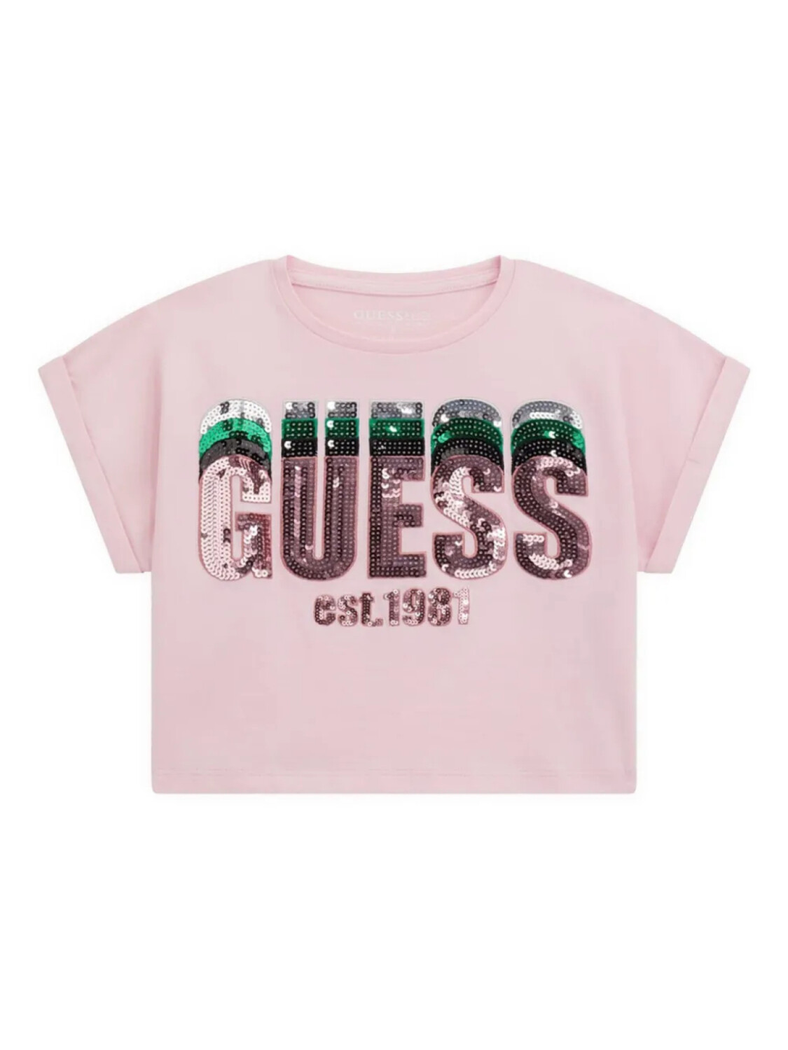 

Футболка с пайетками для детей Guess Kids, розовый