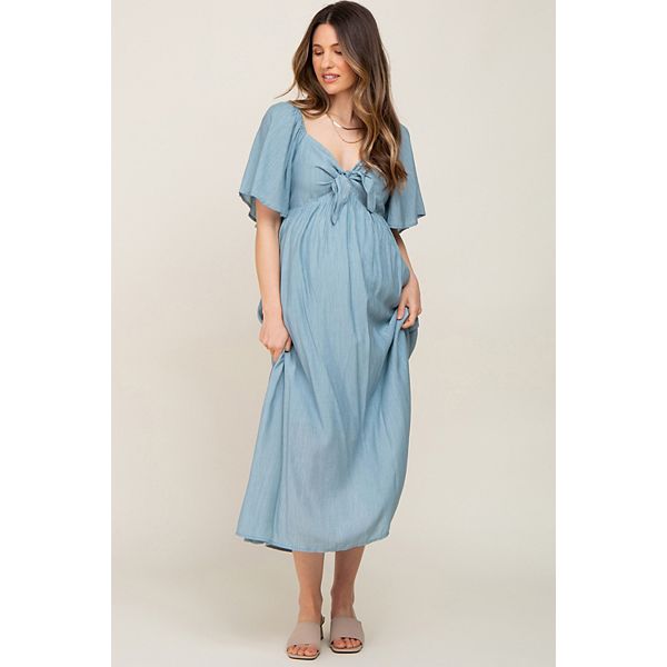 

Платье миди с рукавами-фонариками и завязкой спереди для беременных Pinkblush, Blue