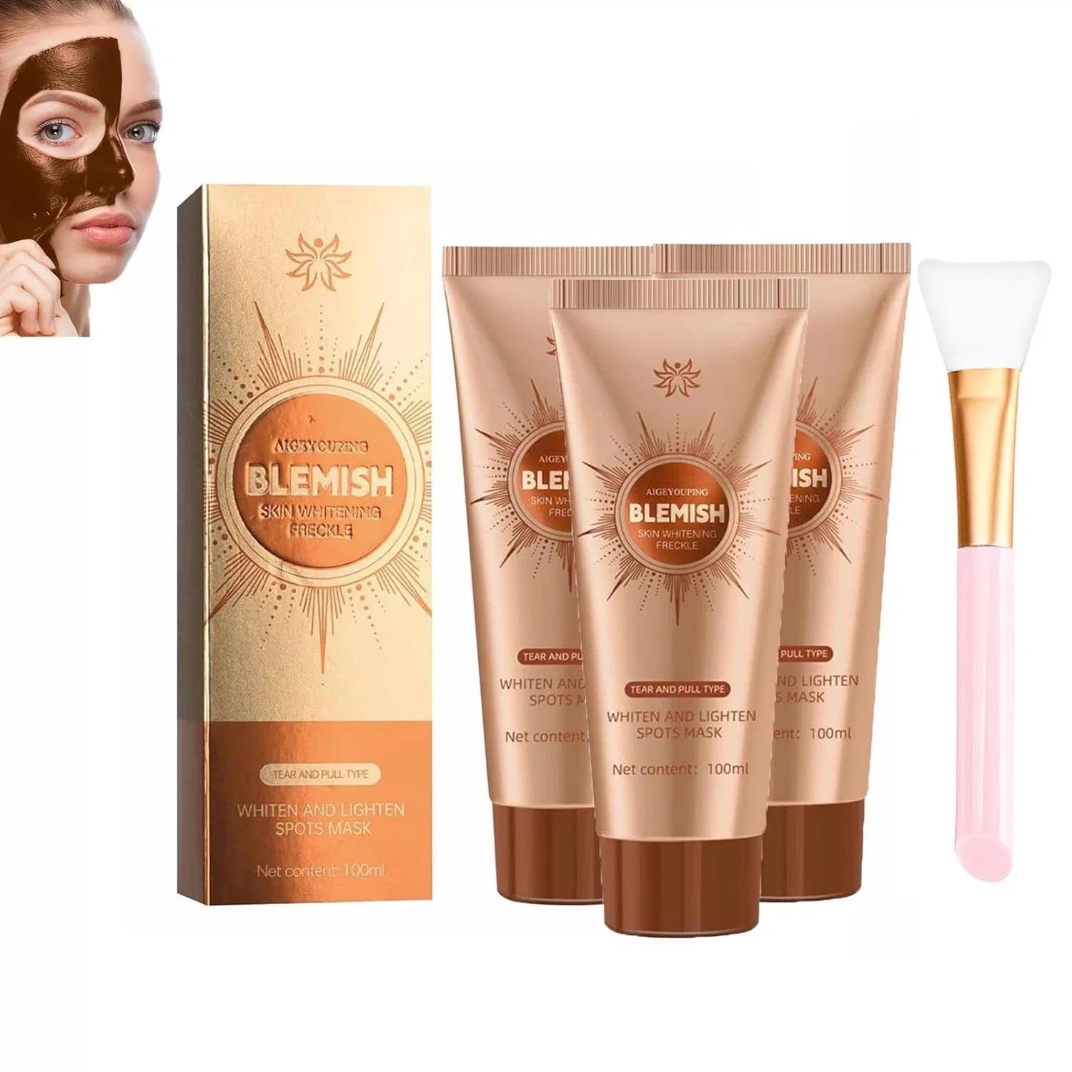Маска для лица — Отбеливающая и осветляющая Parowu Herbal Spots Peel-Off, . Generisch, 3 Pieces, 100 г