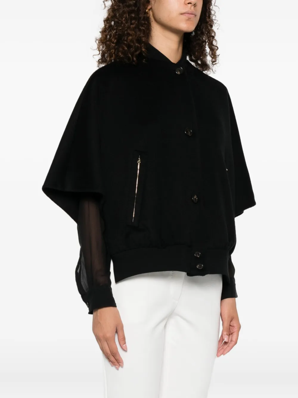 Куртка-накидка с застежкой на пуговицы MAX MARA, черный — фото 3