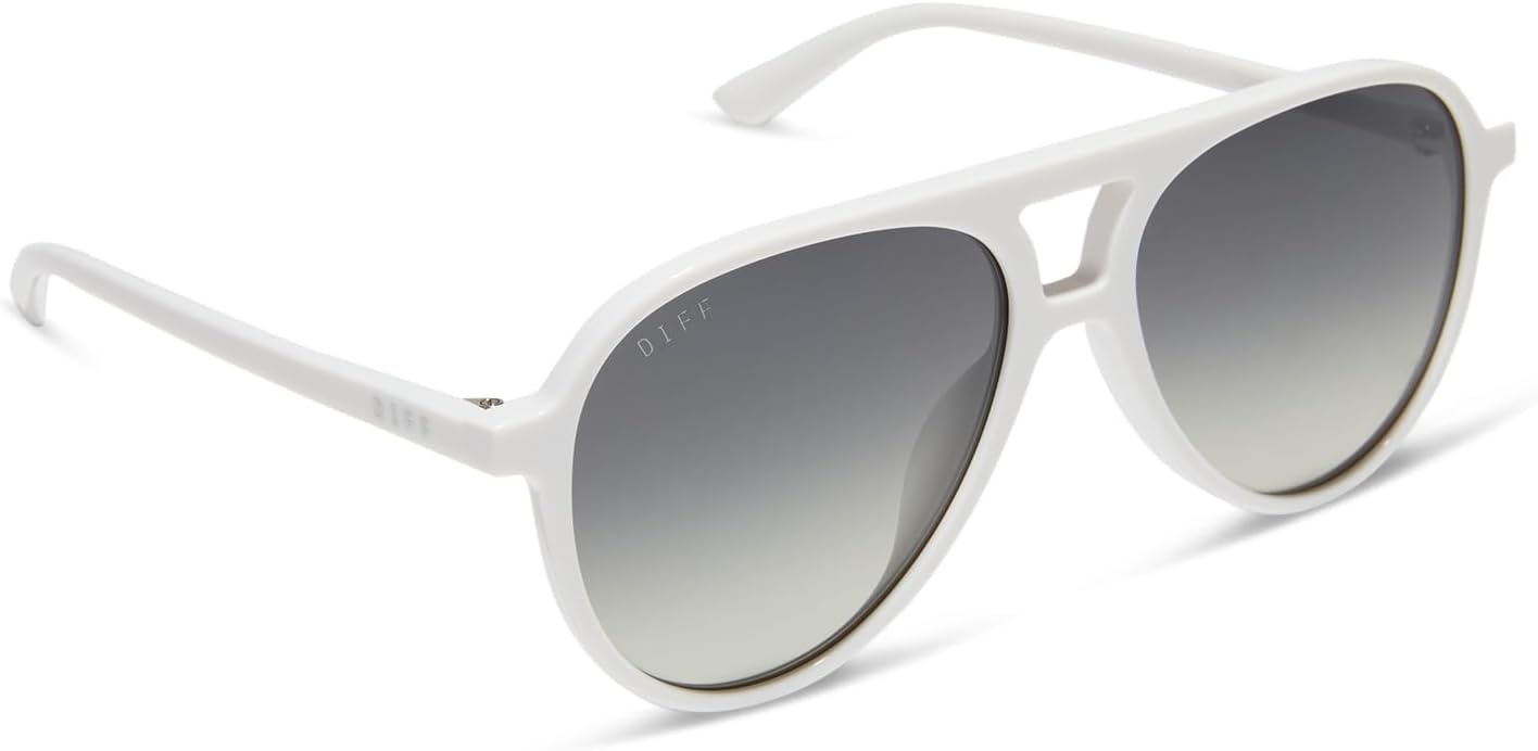 

Женские солнцезащитные очки-авиаторы DIFF Tosca II увеличенного размера | Цвет Snowbound + коричневый градиент с серебристым отливом | 100% защита от УФ-излучения, Snowbound + Brown Gradient