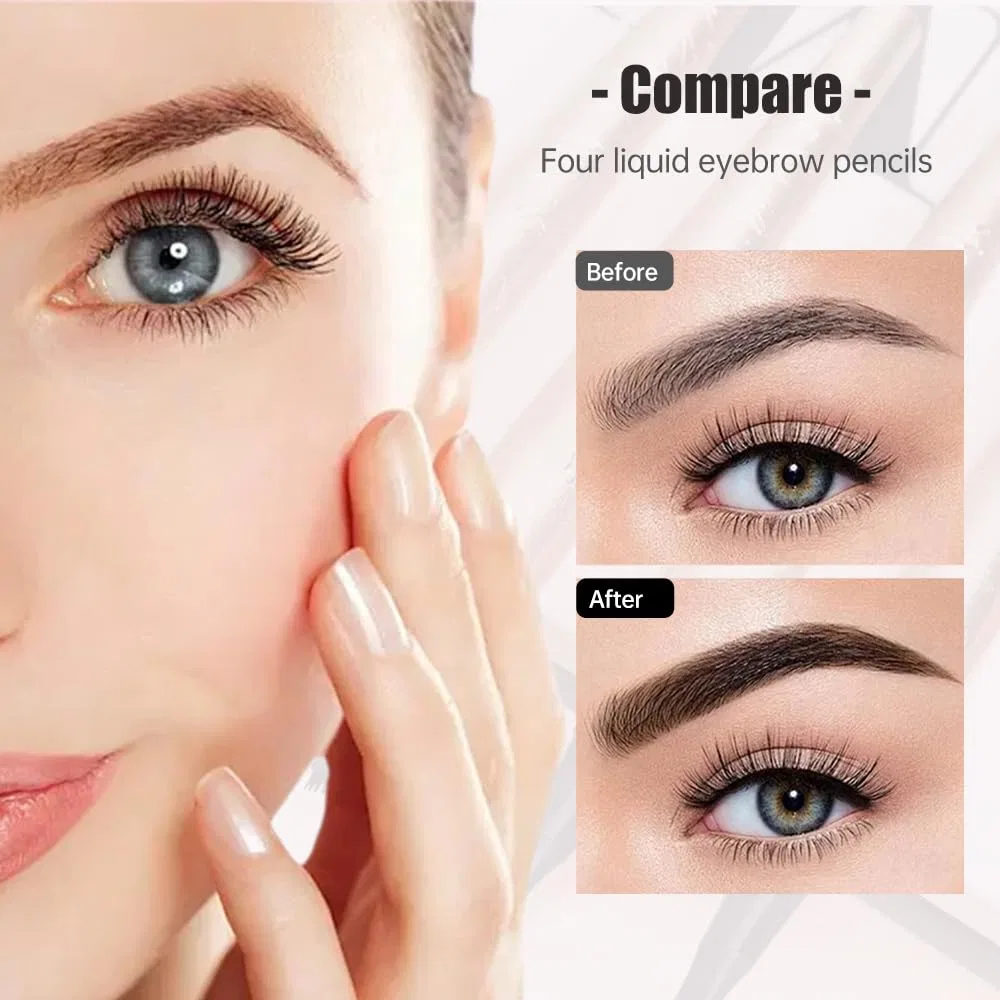 Водостойкий карандаш для бровей «Microblading Eyebrow Pencil 2025» с 4 зубцами (черный) Generisch, Black — фото 2