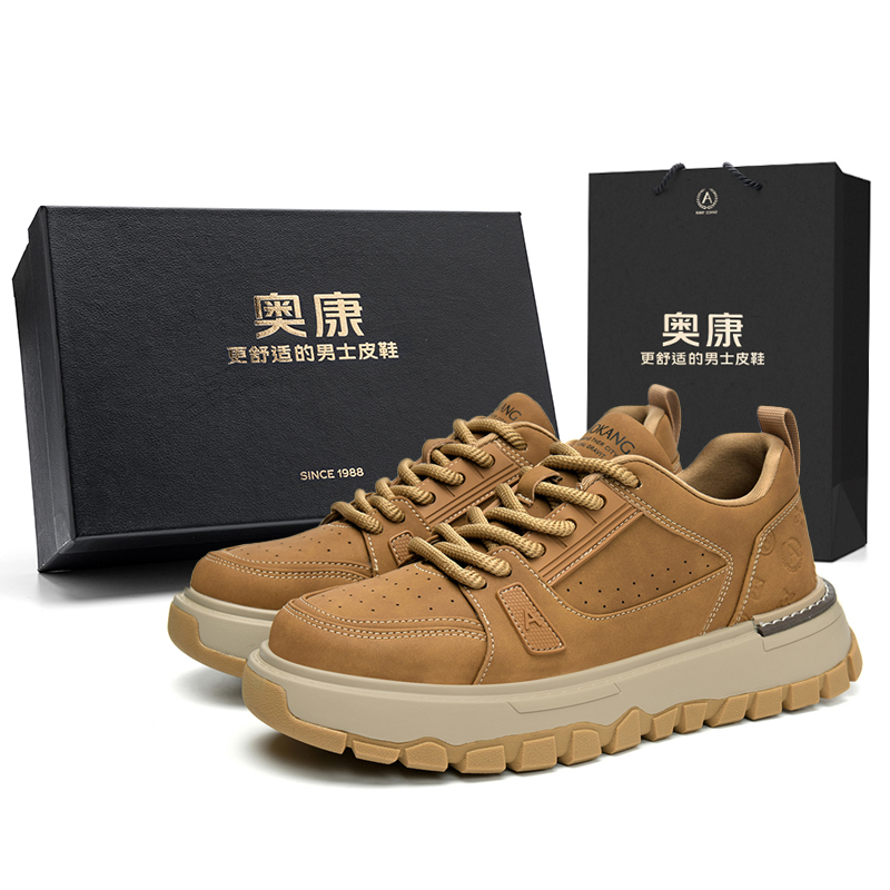 

Кроссовки Dunk Series Height Increasing Wear-Resistant Slip-Resistant Low-Top Skateboard Shoes Men's Exclusive Box AOKANG, Yellow Brown[Standard Sports Shoe Size]