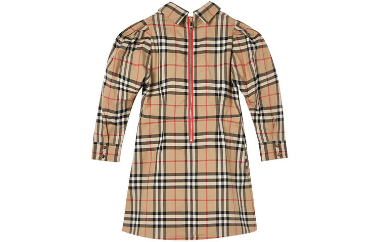 Платье детское Burberry в клетку, бежевый — фото 2