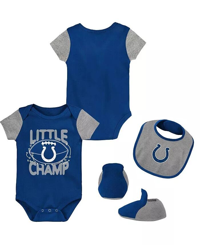 

Детские комбинезон для мальчиков и девочек Royal, серый Indianapolis Colts Little Champ из трех частей, нагрудник и пинетки Outerstuff