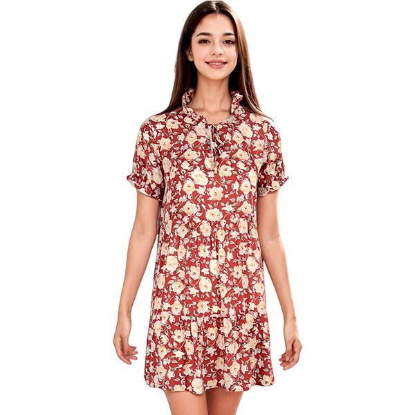 

Женское летнее платье в стиле бохо с рукавами-фонариками, цветочным принтом и завязкой на шее Anna-Kaci, Burgundy