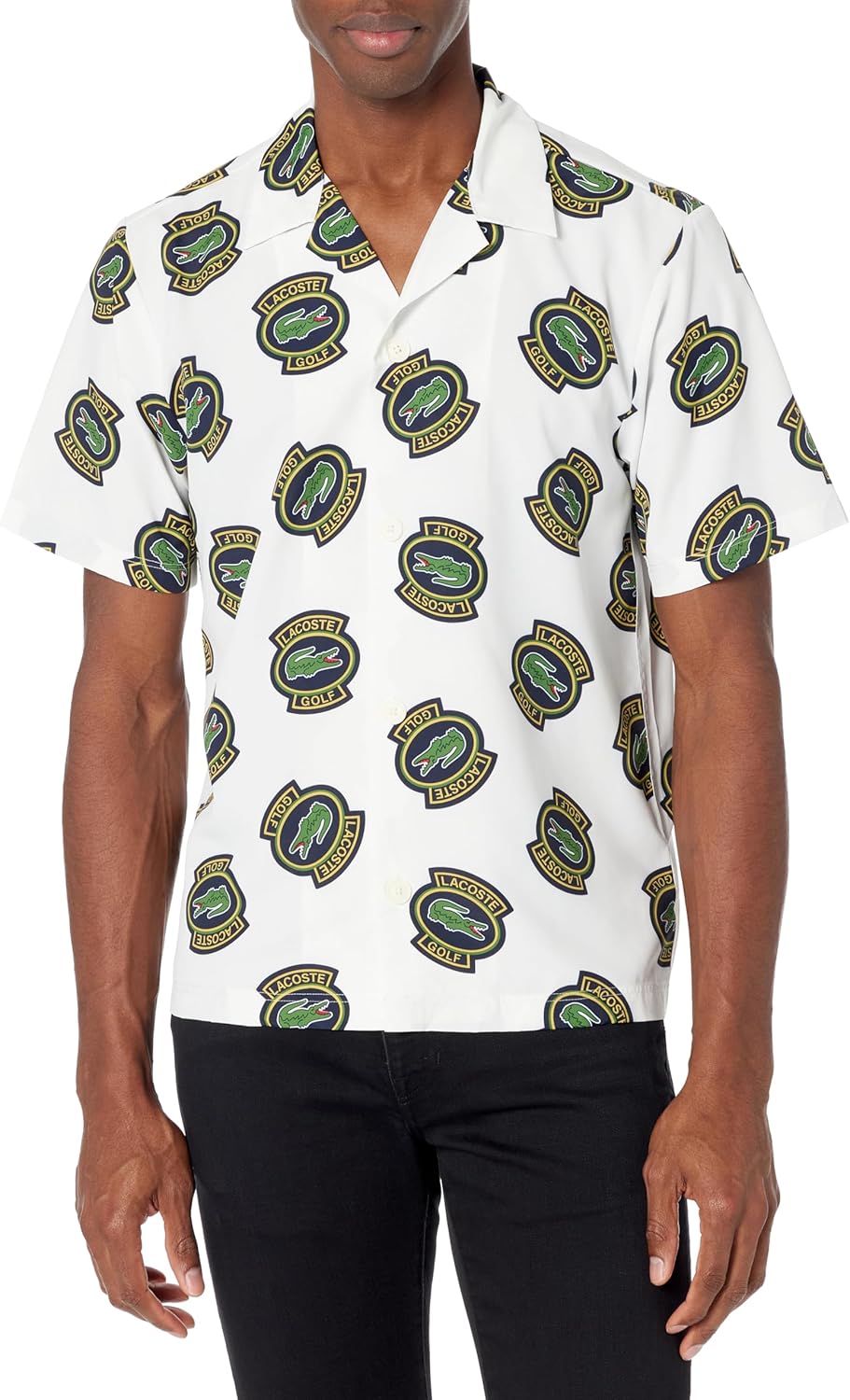 

Lacoste мужская спортивная футболка regular hawaii fit с защитой от ультрафиолета для гольфа, Flour/Pineapple/Black, Черный, Lacoste мужская спортивная футболка regular hawaii fit с защитой от ультрафиолета для гольфа, Flour/Pineapple/Black