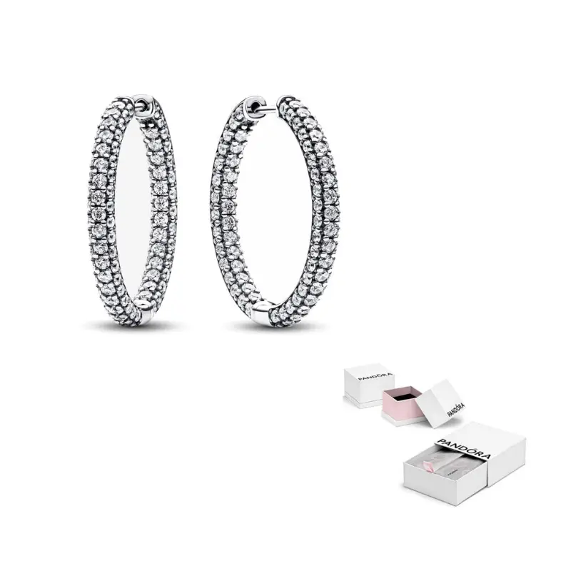 

Pandora Серьги из стерлингового серебра с фианитами, женские, серебро