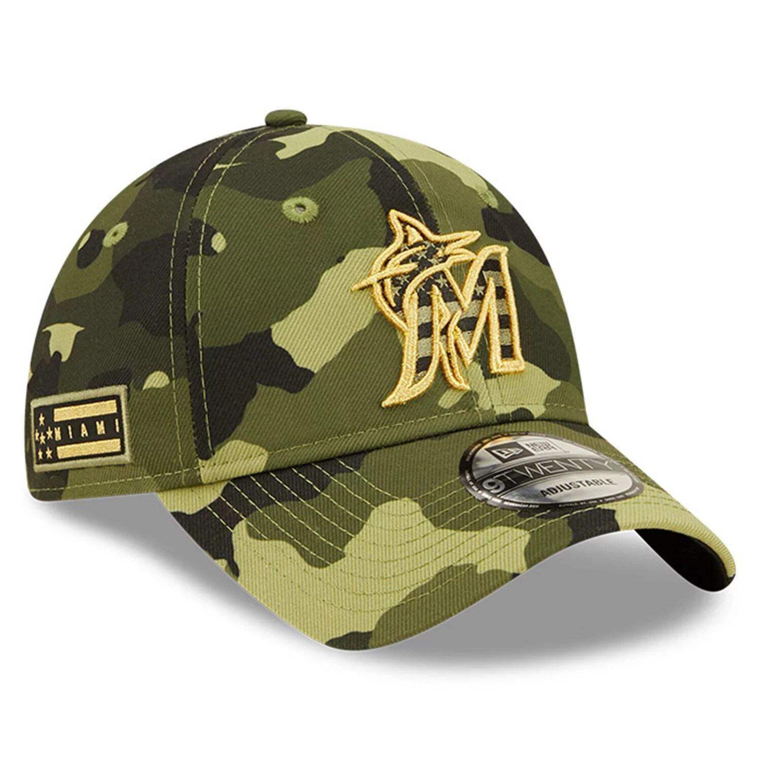 

Мужская регулируемая кепка New Era Camo Miami Marlins 2022 Armed Forces Day 9TWENTY