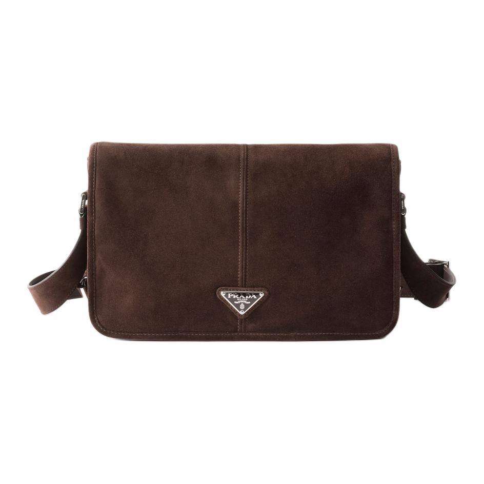 PRADA Кожаная сумка через плечо мужская dark brown