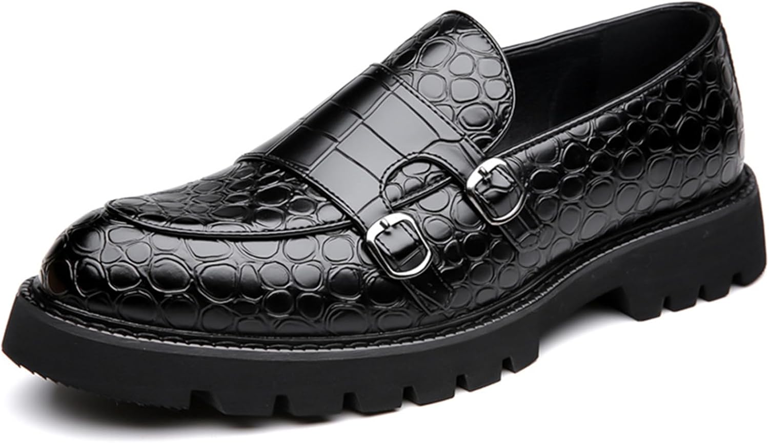

Мужские лоферы на платформе из лакированной кожи с двойной пряжкой, классические лоферы-пенни, деловые мокасины, модные ботинки-лодочки Abborora, черный
