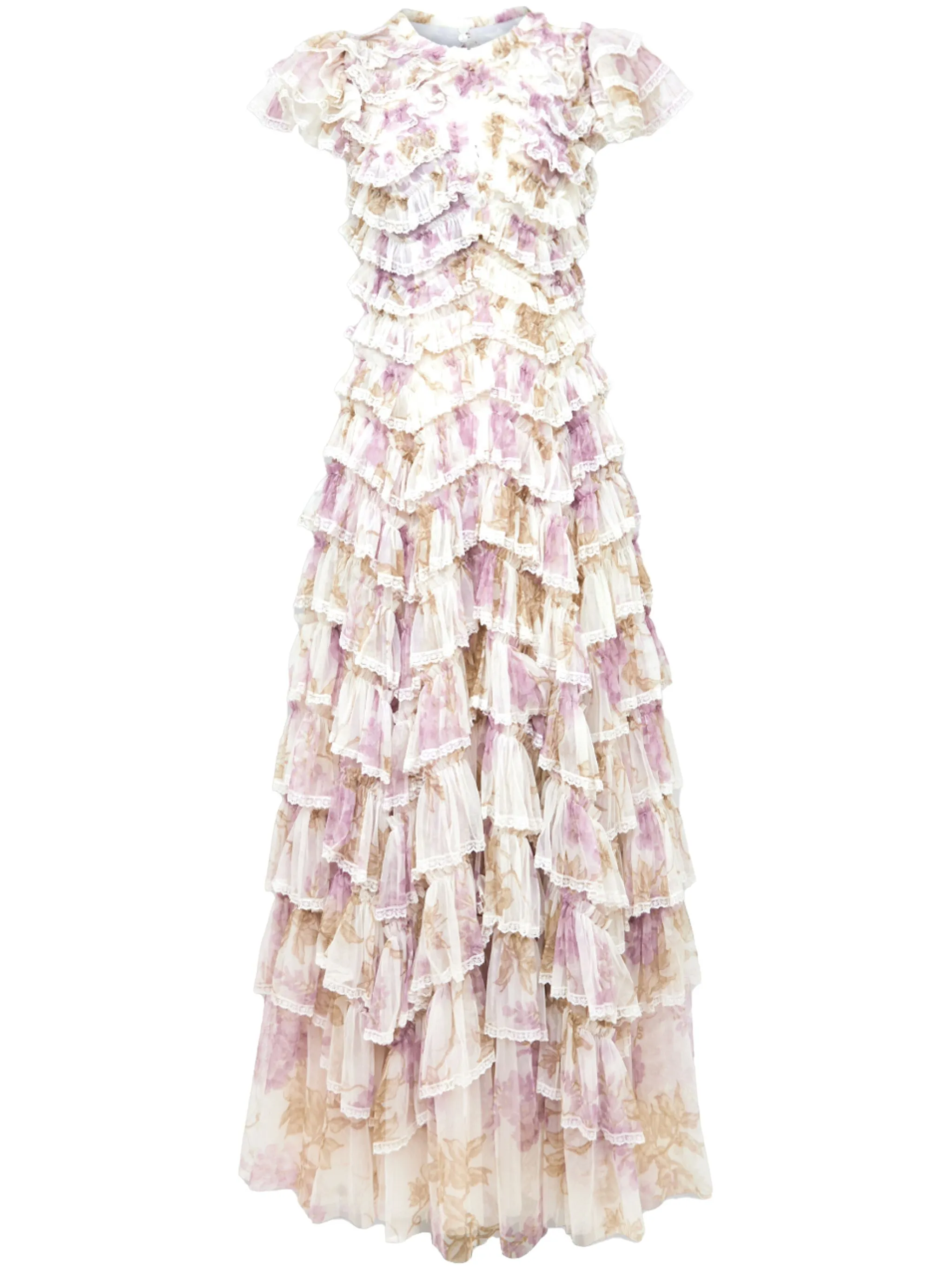 

Платье с оборками и цветочным принтом Needle & Thread, нейтральный