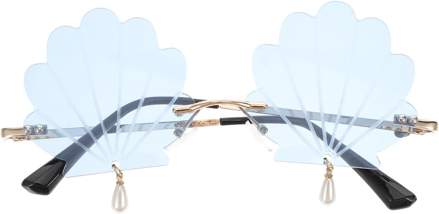 

Солнцезащитные очки FRCOLOR с неровным дизайном в виде ракушки для женщин, светло-голубые, модные, с текстурой ракушки, повседневные солнцезащитные очки для пляжа и отдыха на природе, Blue