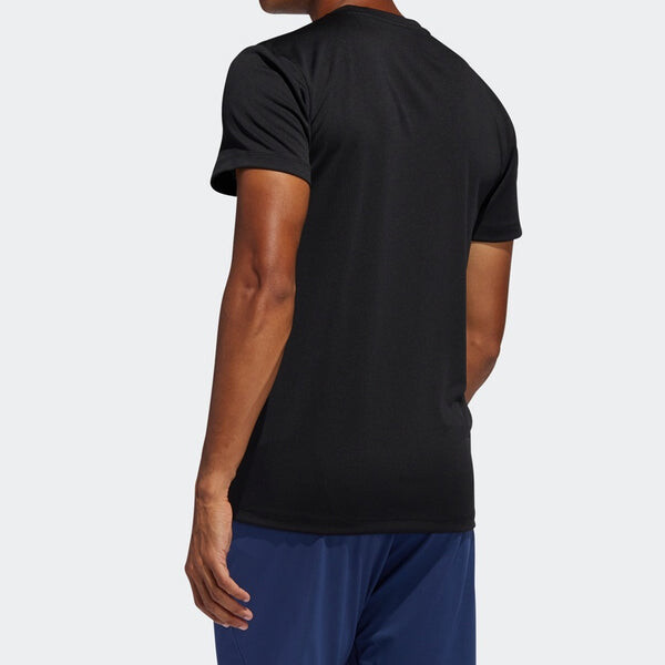 Футболка casual sports round-neck short-sleeve tee men black Adidas, черный — фото 4