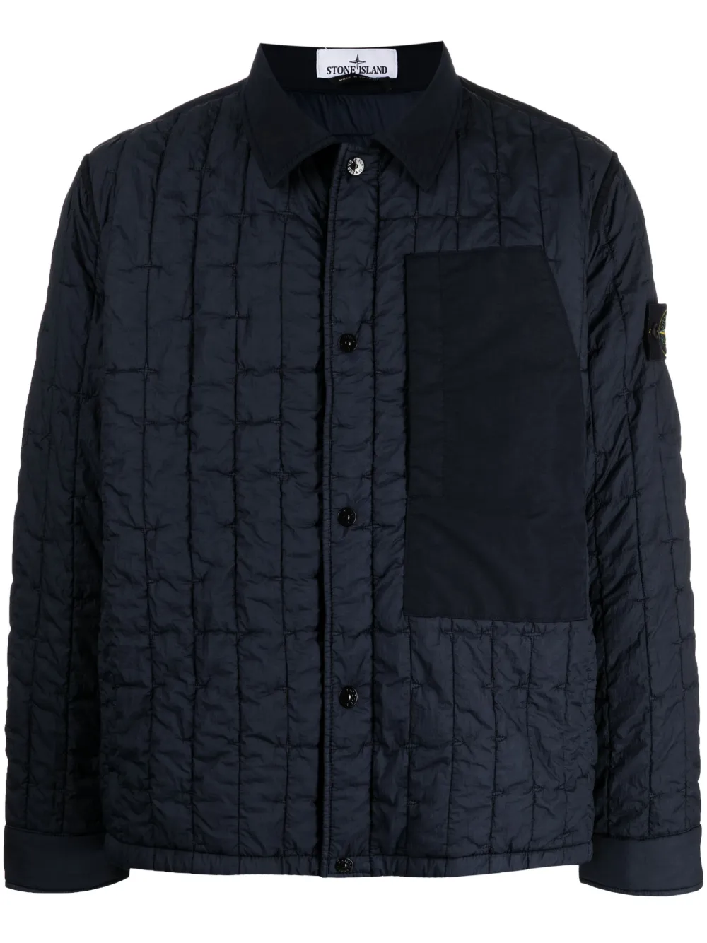

Стеганая куртка с капюшоном и нашивкой Compass Stone Island, синий