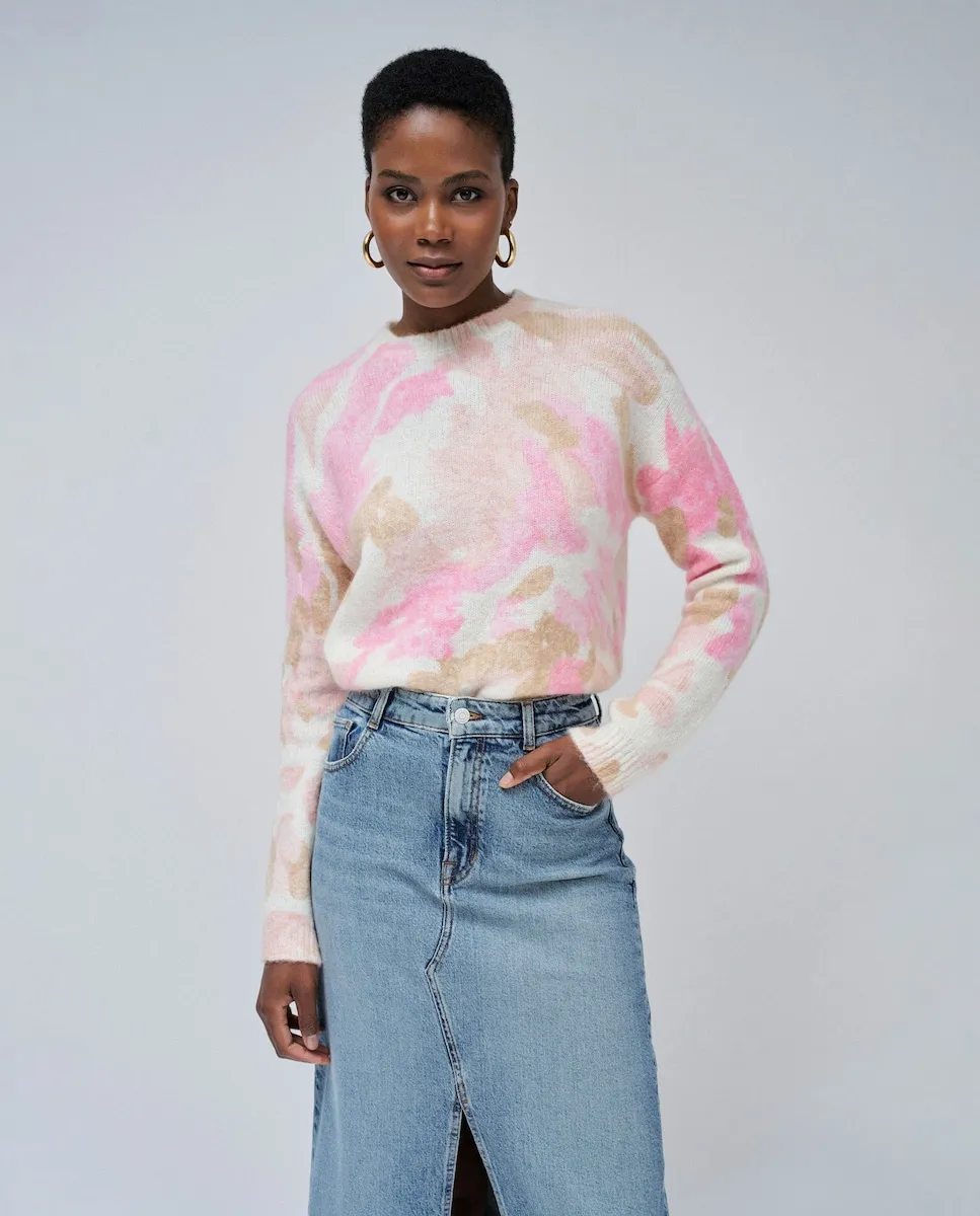 

Женский джемпер из трикотажа с цветочным принтом Salsa Jeans, розовый