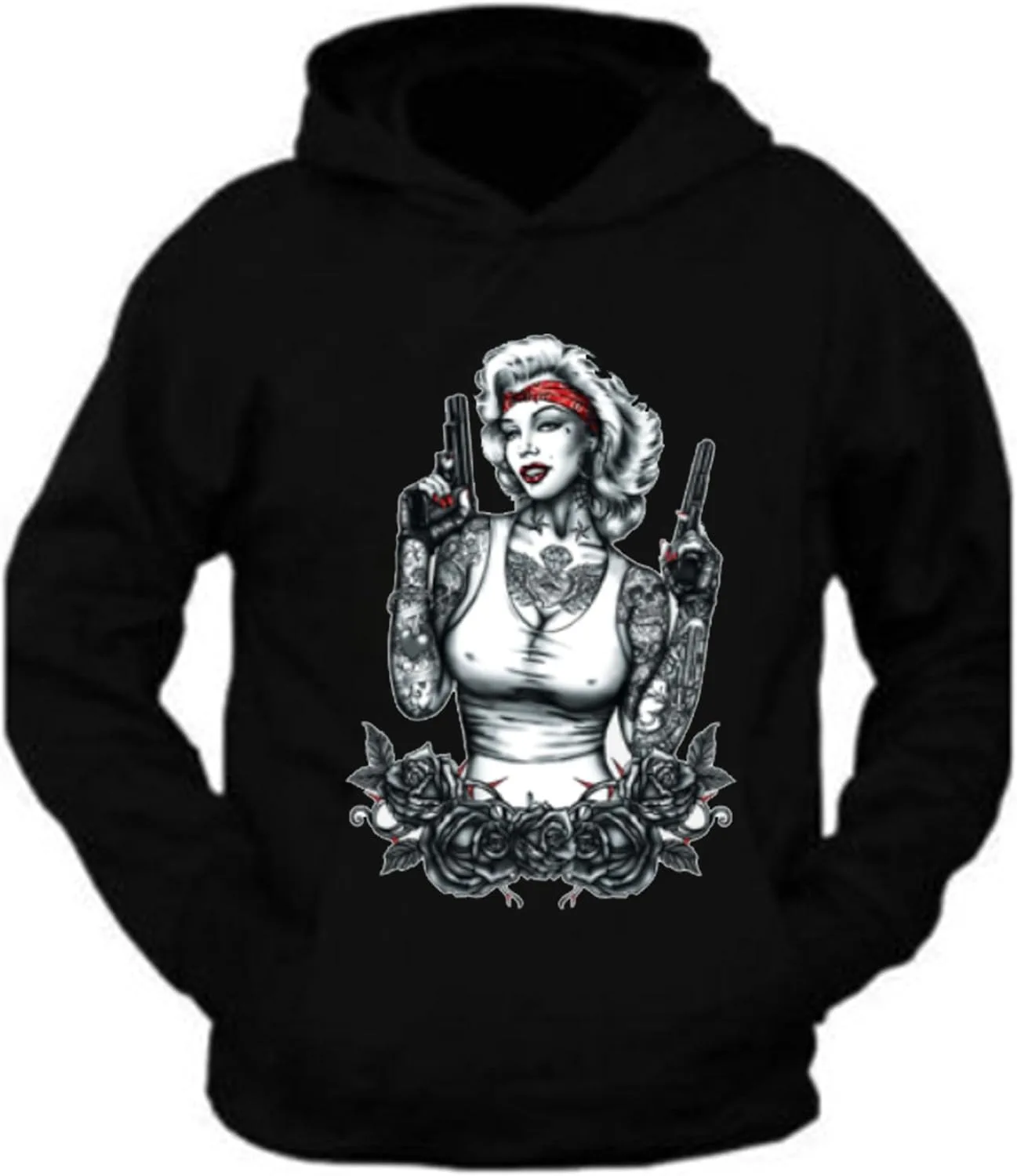 

Толстовка с капюшоном Marilyn Tatto gun, Unisex, размеры S-5XL GawxTee